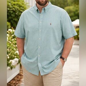 Polo Ralph Lauren Men’s 2XLT Tall Blue Short Sleeve Button Down Shirt